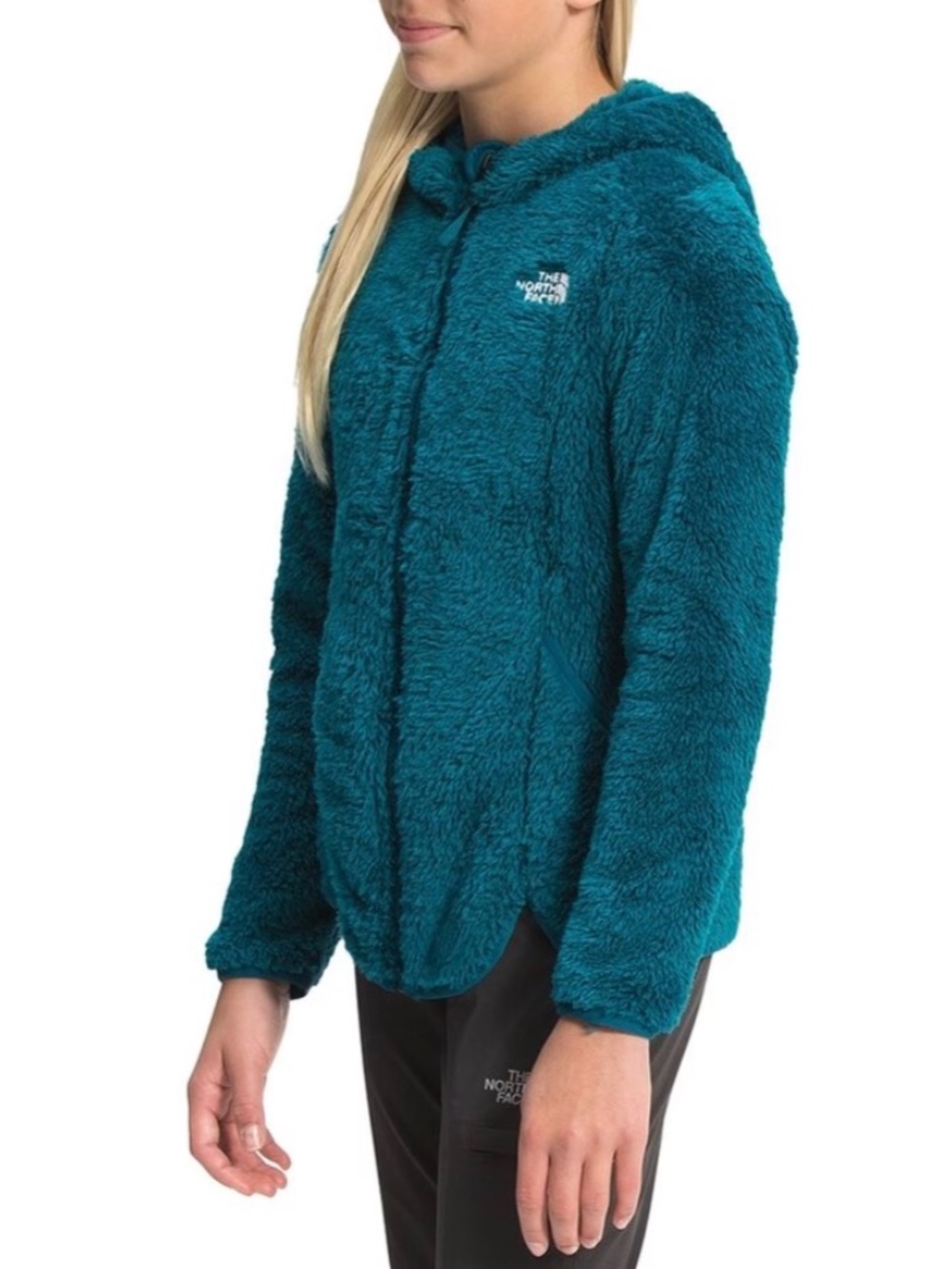 The North Face Kids Hooded High Pile Fleece Jacket Teal XXS 5T Full Zip
